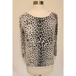 Chaser Black White Leopard Print Pullover Sweatshirt Women's Size‎ Medium